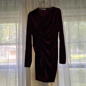 Maroon long sleeve Velvet dress, Size XXL, Worn 2x, Stretchy material, curvy fit